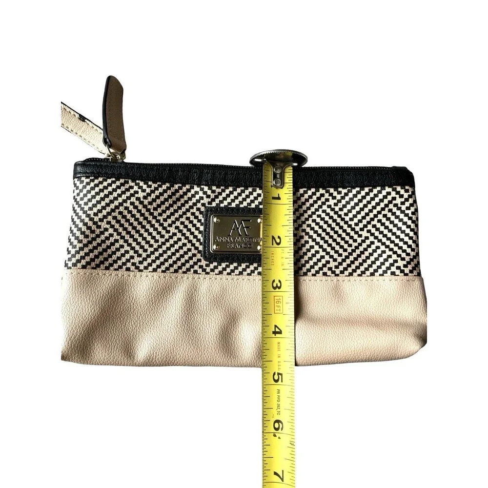 Anna Martina Franco Cosmetic Bag Makeup Pouch Travel Organizer Beige Black Zip